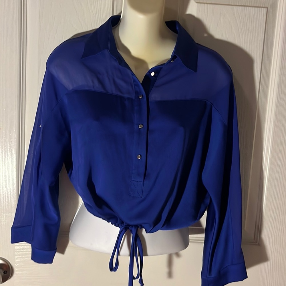 Bebe blue blouse crop top